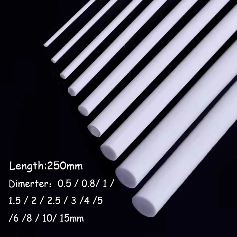 1/5/25/50pcs ABS White Round Plastic Rod Sticks for Architecture Model Making, DIY Craft Cutting Supplies