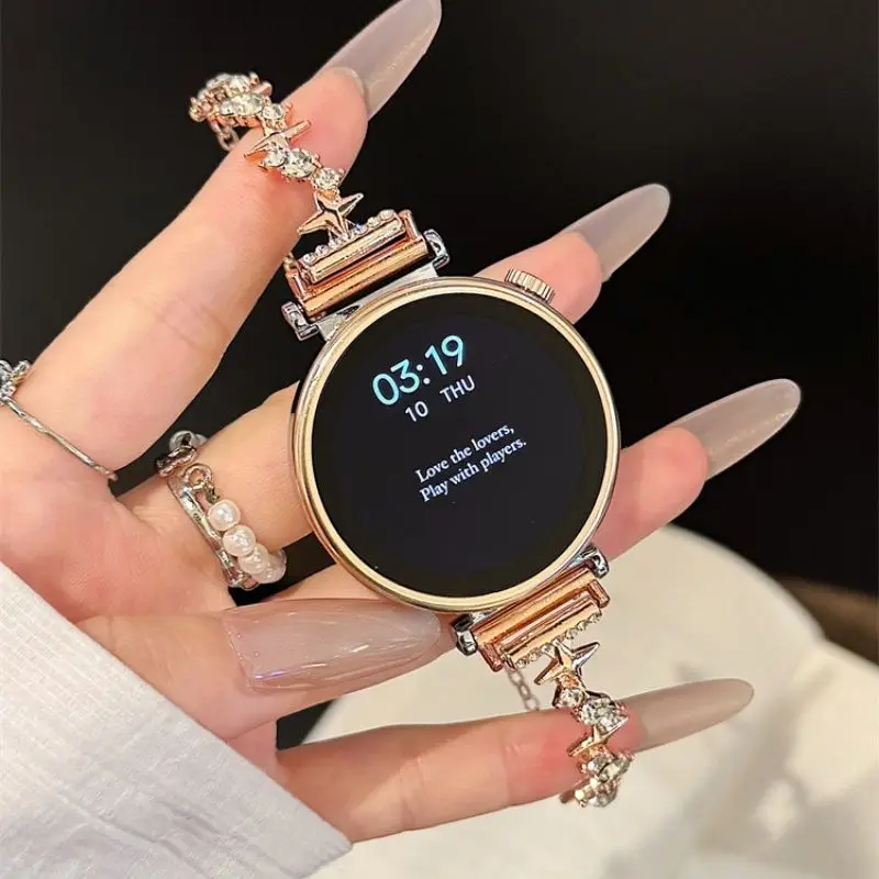 Pulseira cruzada cravejada de diamantes adequada para pulseiras de relógio Huawei GT5/GT5 Pro/GT4/GT2/3/4 22mm/20mm/18mm