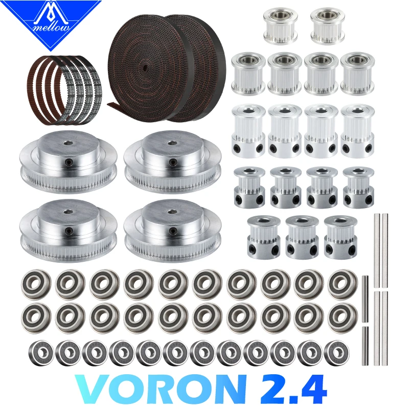 Mellow 3D Printer VORON 2.4 R2 Motion Kit Gates GT2 LL-2GT Pasek rozrządu High Match 2GT Łożysko wału koła pasowego zębatego 625 F695 Części