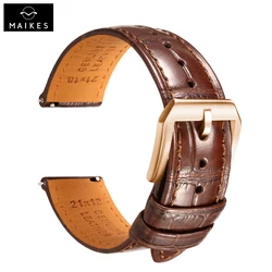 MAIKES Top Quality Calf Leather Watch Strap Quick Release For Breitling Omega IWC Watchbands Bracelet Brown Men Watch Band