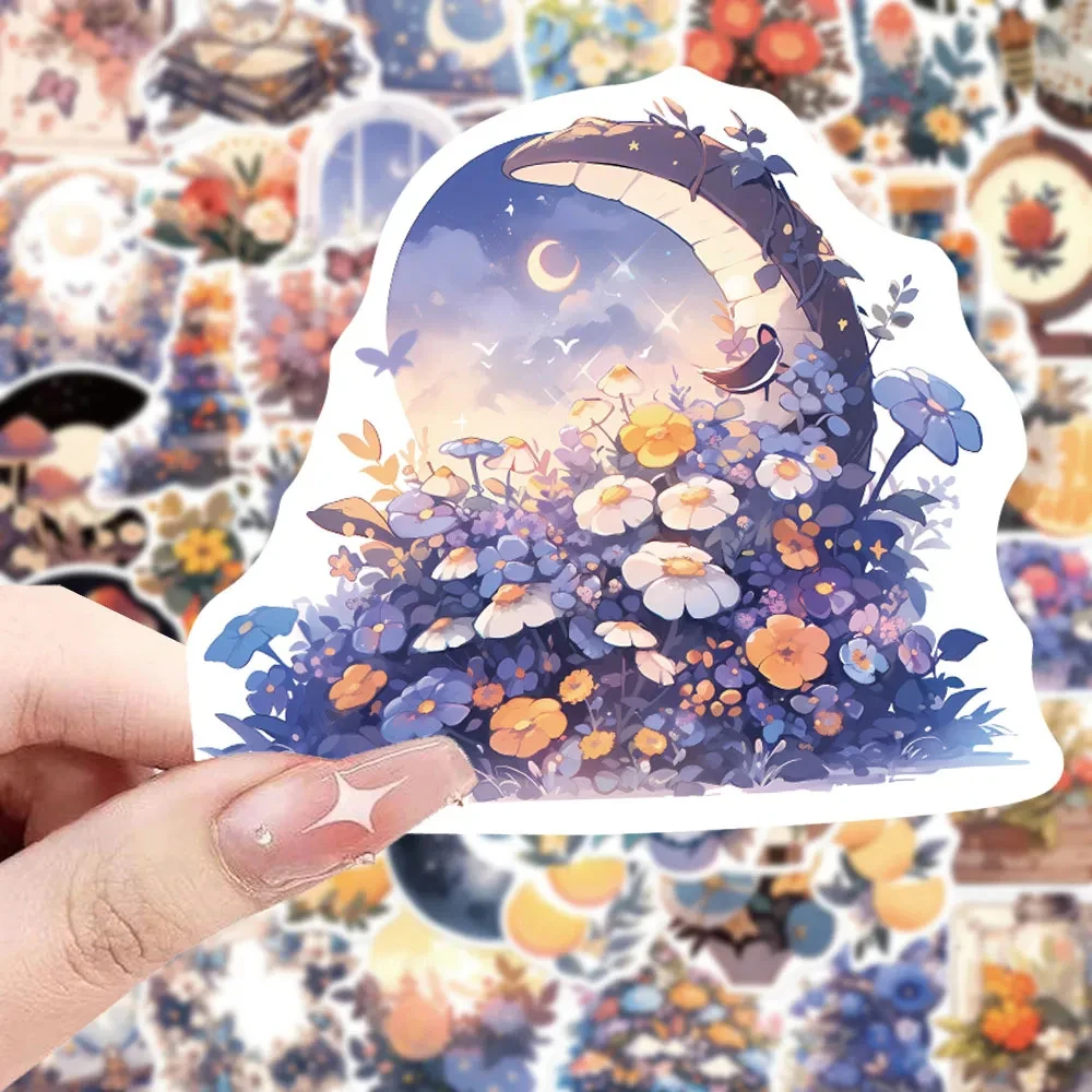 

10/30/50pcs Cartoon Flowers Butterflies Stickers Art Moon Girls Sticker Decorative Window Luggage Laptop Bike Graffiti Decal Toy