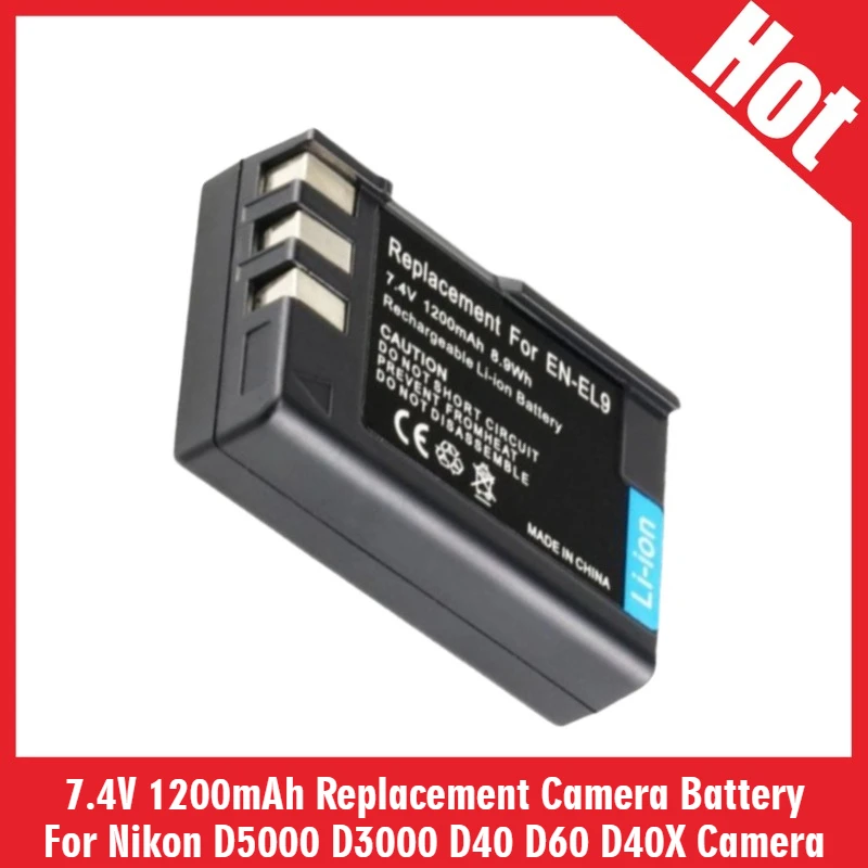 

New EN-EL9a EN EL9a EL9a EN-EL9 EN EL9 7.4V 1200mAh Replacement Camera Battery For Nikon D5000 D3000 D40 D60 D40X Camera