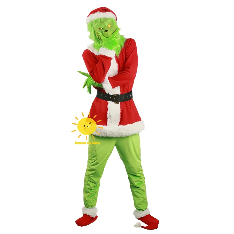الوحش المملكة عيد الميلاد غرينش تأثيري ازياء سترة السراويل قناع قبعة غرينش الدعاوى تدفئة الساق هالوين كرنفال كوس للجنسين