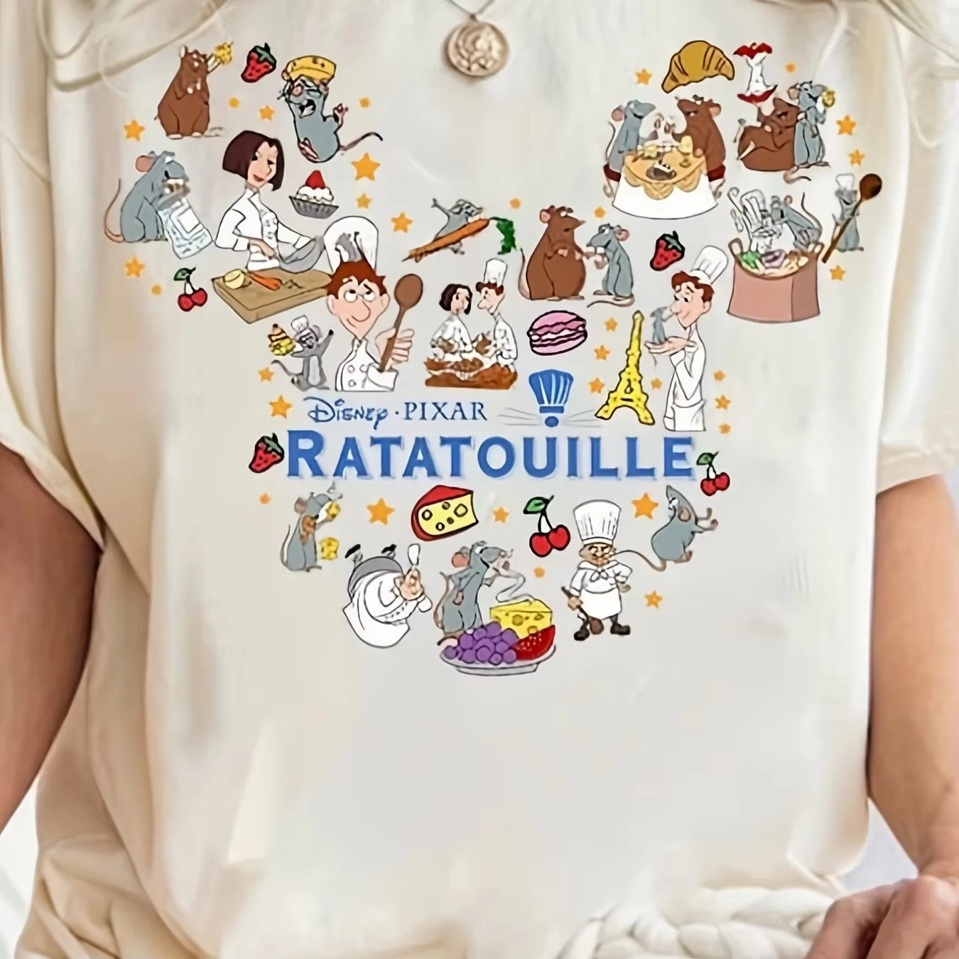 

Women's men Disney Pixar Ratatouille Remy Chef French Cuisine Graphic Tee - Colored Shirt with Gusto, Perfect for Disneyland