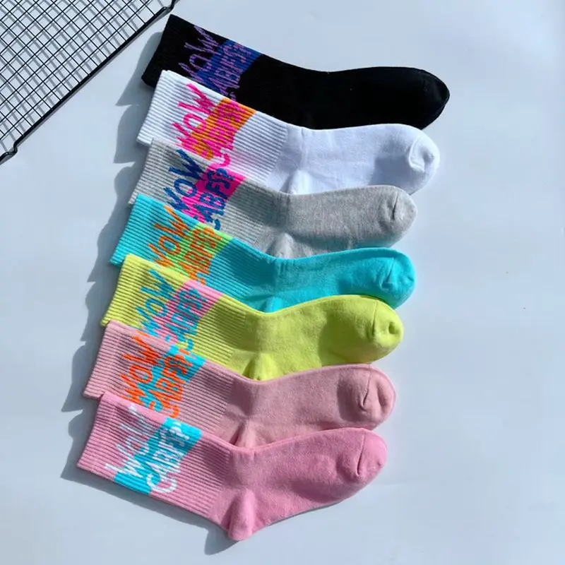 All-match college style European and American street skateboard socks couple letters sports cotton socks