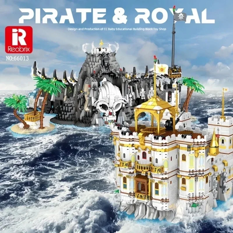 2960PCS Reobrix 66012 Pirate's Bay Building Blocks Pirate Treasure Island Skull Bay DIY Construction Streetview Bricks Toys