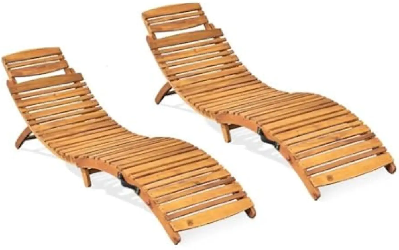 Knight Home Lahaina Wood Outdoor Chaise Lounge Set, 2-Pcs Set, Natural Yellow