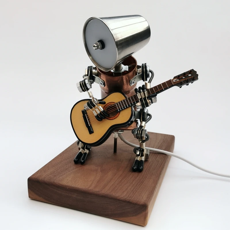 Industrial style metal punk handmade robot desktop decoration decorative musical instrument guitar bass Christmas gift