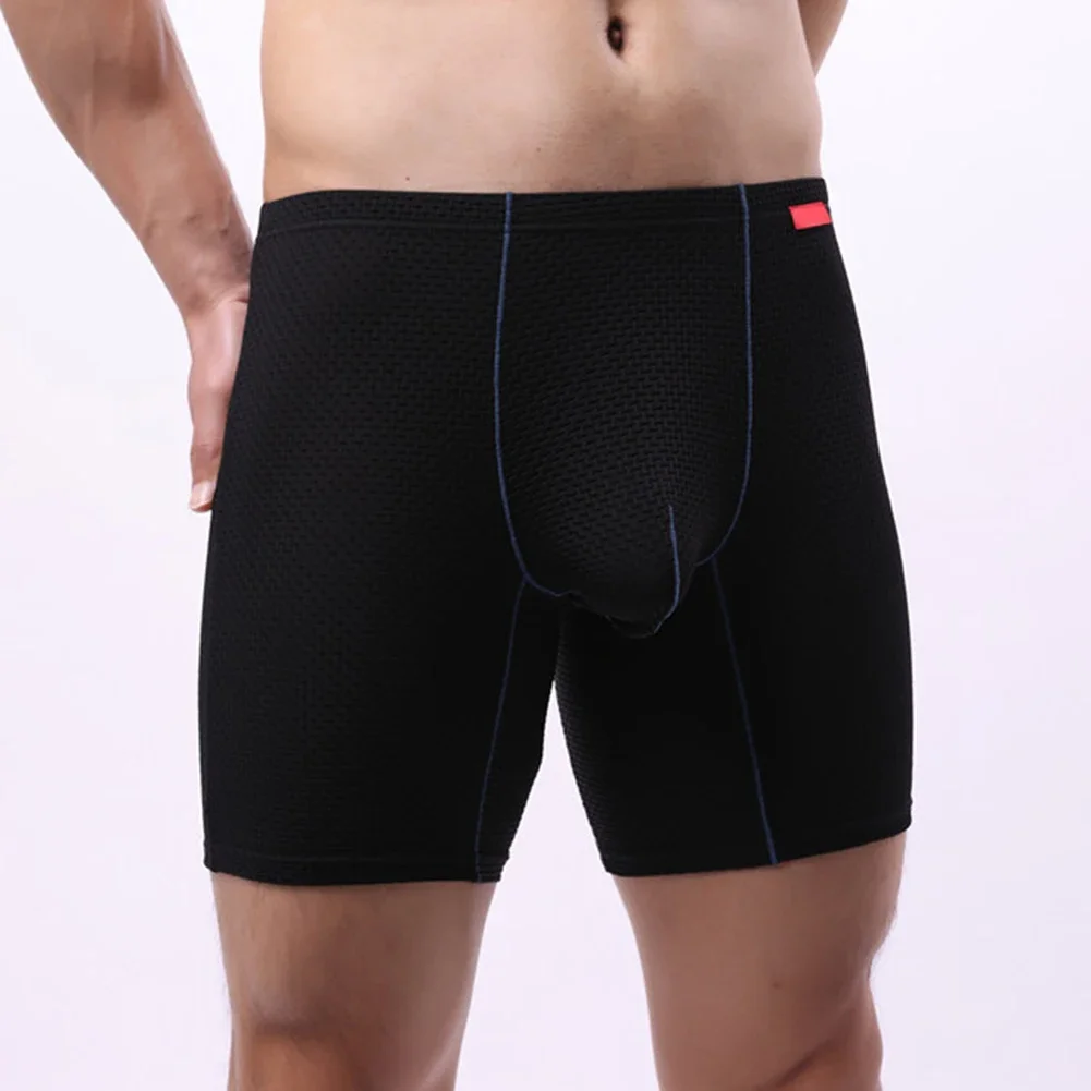 Mens Long Shorts Briefs Underwear Middle Waist Underpants Soft Pouch Panties Slip Homme Soft Briefs Trunks Jockstrap