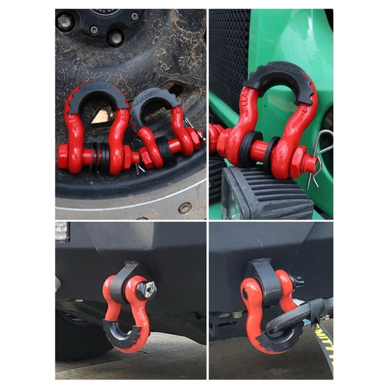 Anti-Rust Bow Shackle 3/4 5/8inch D-Ring Shackle Break Strength with Isolator &Washers Kit for Off-Road Vehicle Recovery