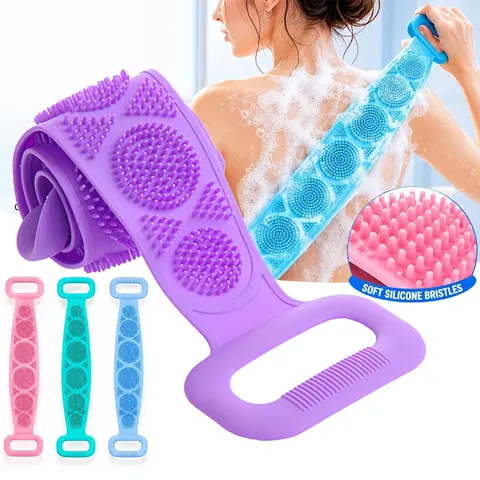 New Silicone Scrubber Back Massage Exfoliating Sponge Bathroom Bath Brush Scrub Shower Brush Body Wash Scrub Removal Bath Spong