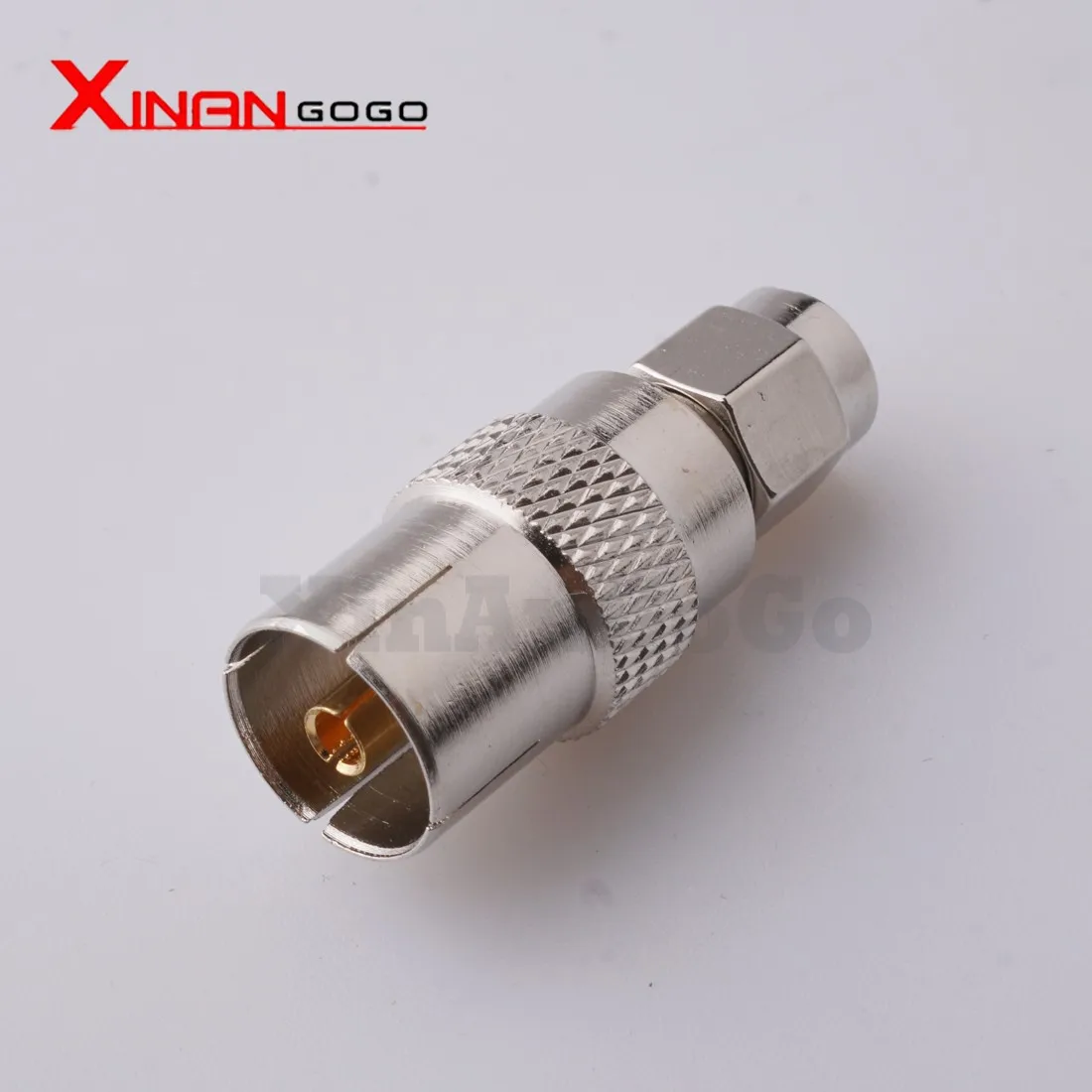 Xinangogo Coaxial Adapter SMA Male Plug to IEC TV Female Jack Straight Connector Nickel plated For TV Antenna