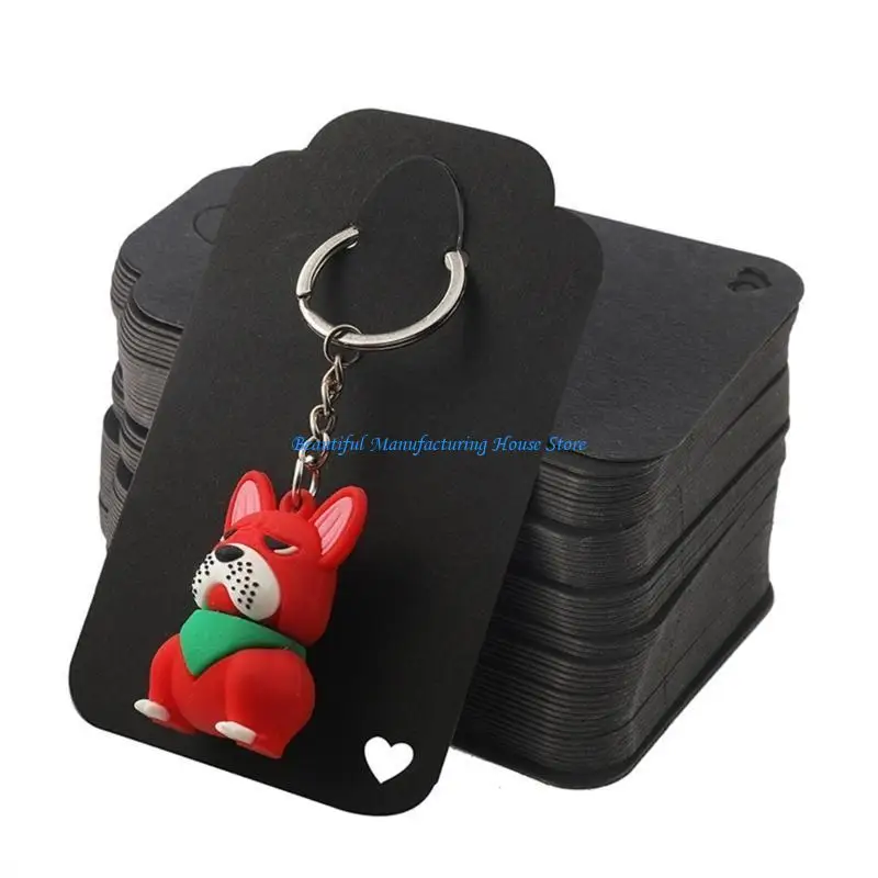 

E56A 100 Pcs Keychain Display Cards Keychain Cardboard Pendant Display Paper Card Keychain Holder Keyring Cardstock Holder
