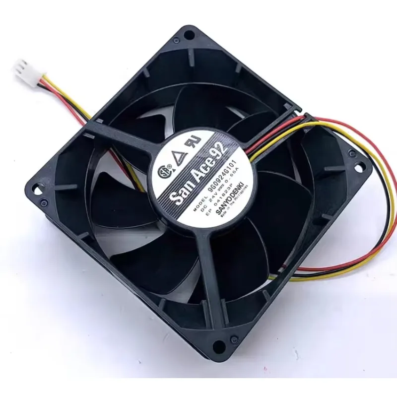 Sanyo Denki 9G0924G101 DC 24V 0.55A 92x92x38mm 3-Wire Server Cooling Fan