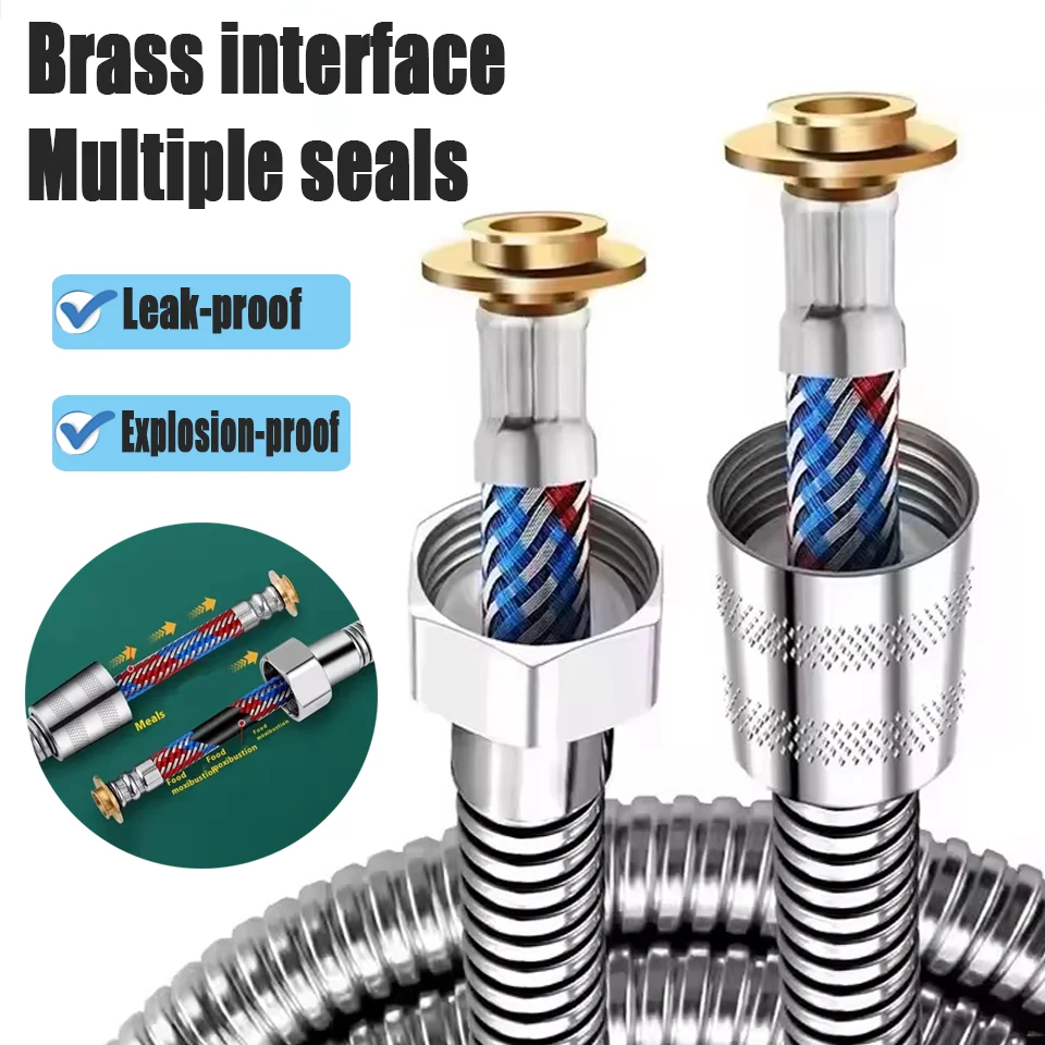 

Новый взрывозащищенный душевой шланг высокого давления 1,5/2/3 м для ванной комнаты G1/2, универсальная плетеная внутренняя трубка из нержавеющей стали с большим расходом