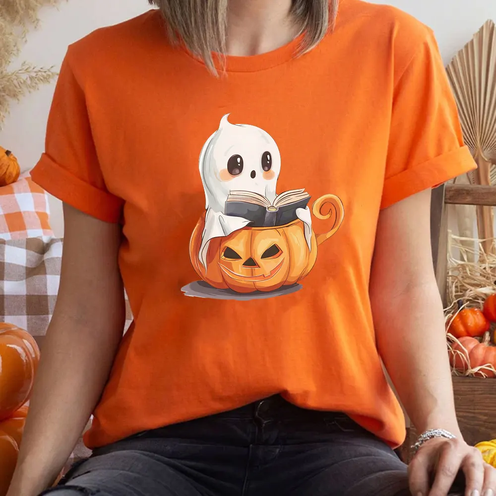 

Футболка для любителей книг Бу, футболки для чтения книг, женские футболки для книг на Хэллоуин, подарок учителю на Хэллоуин, одежда для библиотеки на Хэллоуин