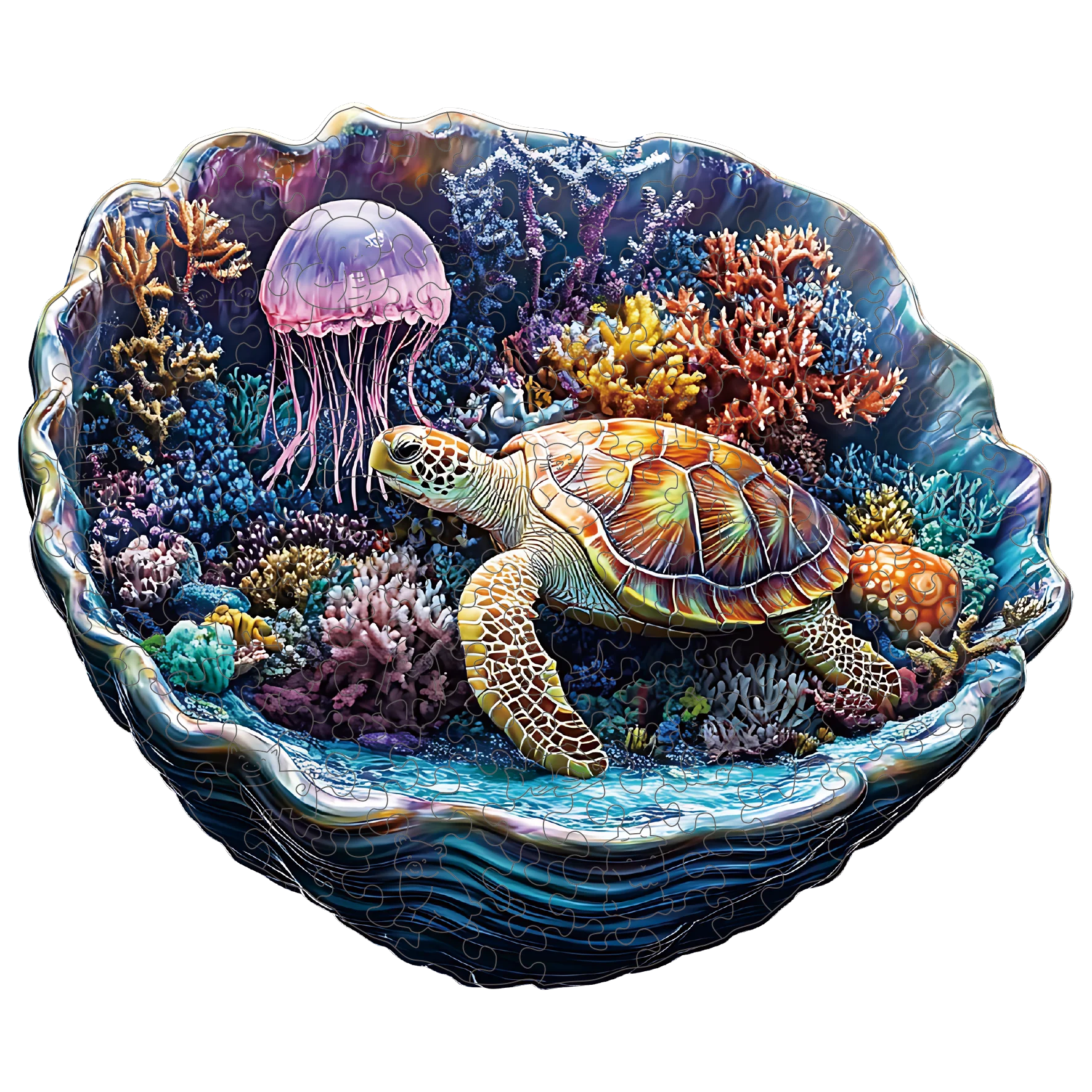Wooden Puzzle for Adults -Shell Sea Turtle Puzzle, Unique Shape Wooden Jigsaw Puzzles, Modern Art Home Decor, Good Gift Idea