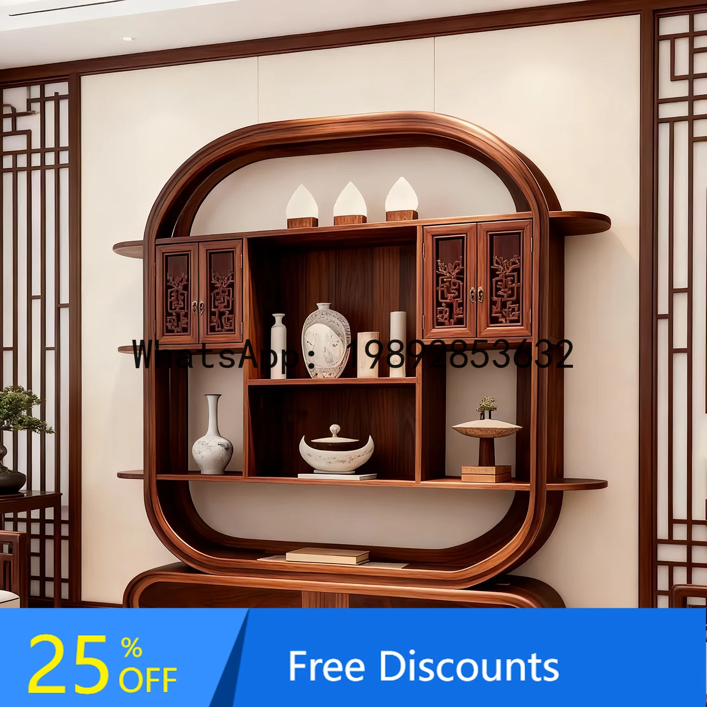 

Modern Minimalist Living Room Villa Tea Room New Chinese Style Partition Decorative Storage