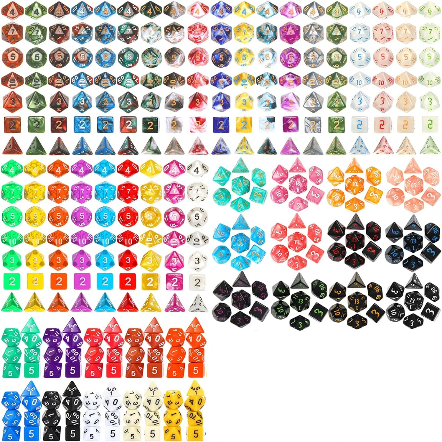 DND Dice Polyhedral Dice RPG Random 7pcs Transparent Dice Game Set Various Wonderful Colours For DND RPG Board Game Party Game