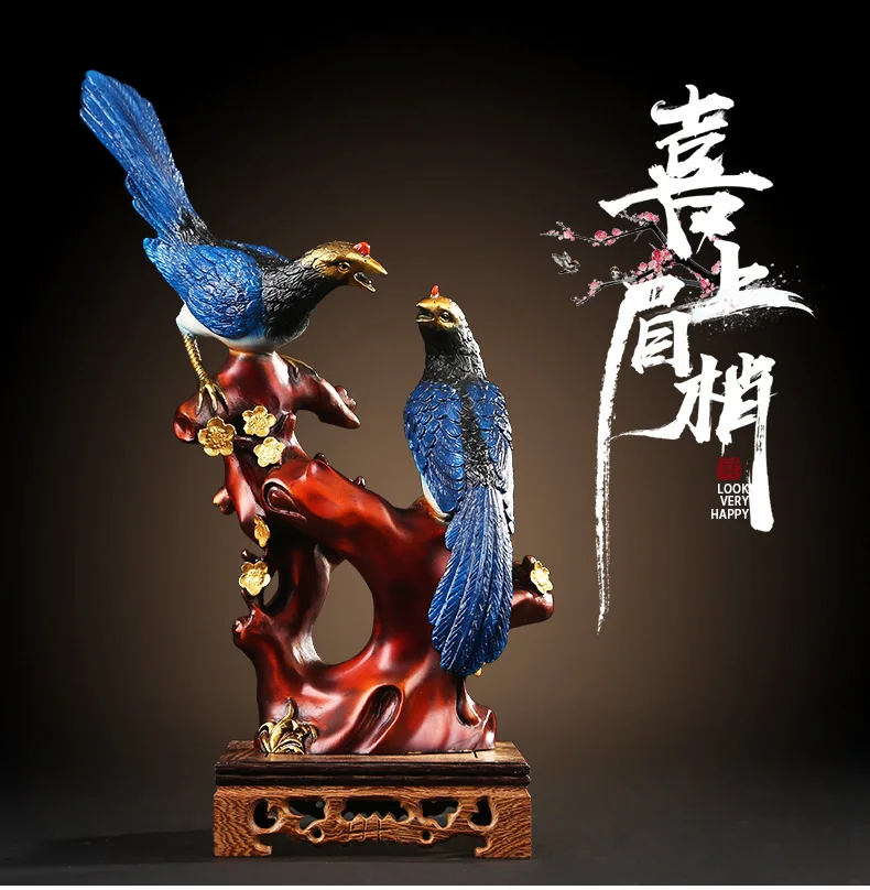 TOP COOL HOME office company business ART efficacious  propitious Mascot Good luck  Pied magpie FENG SHUI brass statue