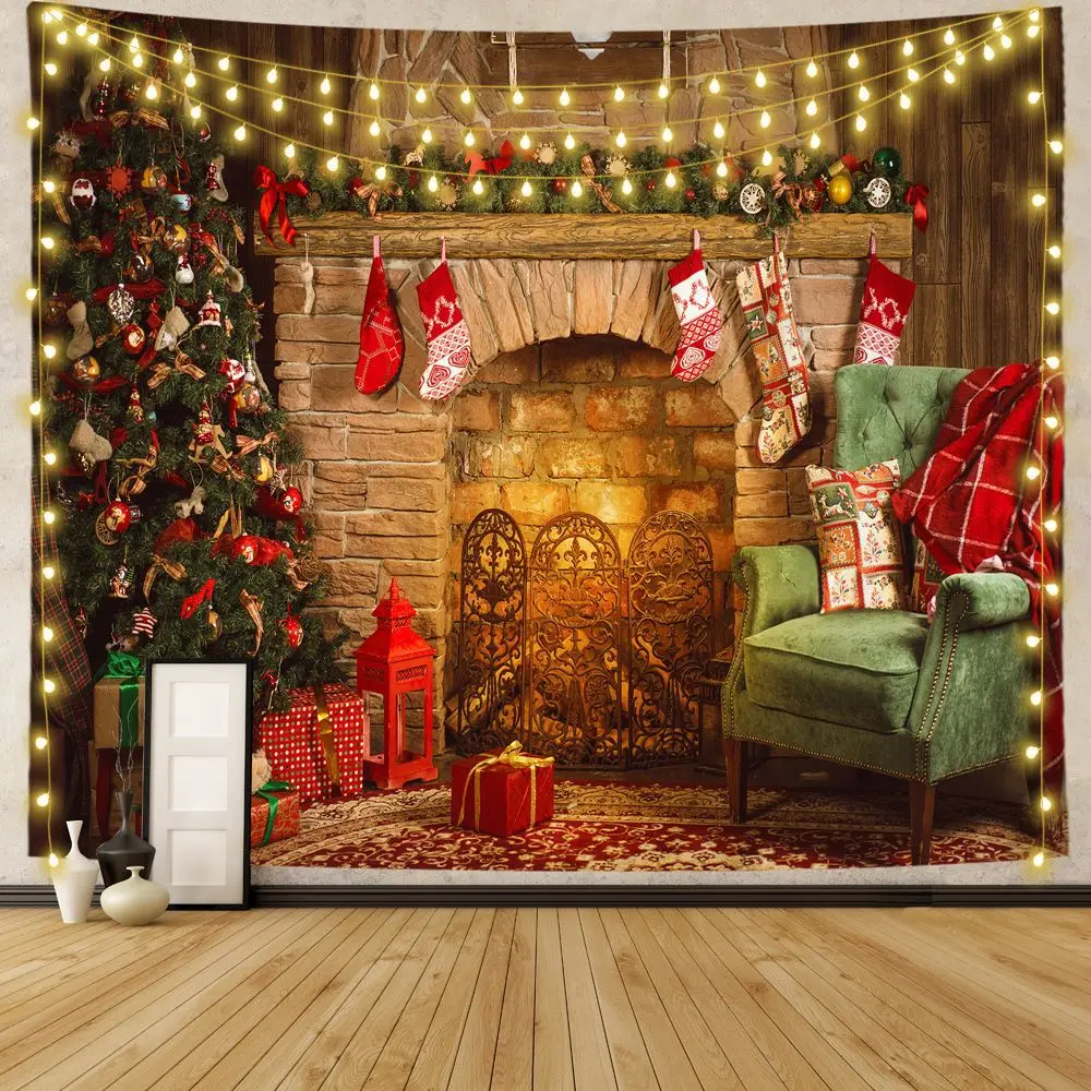 Christmas Tree Tapestry Festive Decor Home Living Room Bedroom Background Garden Posters for Outside Wall Hanging Beach Towel