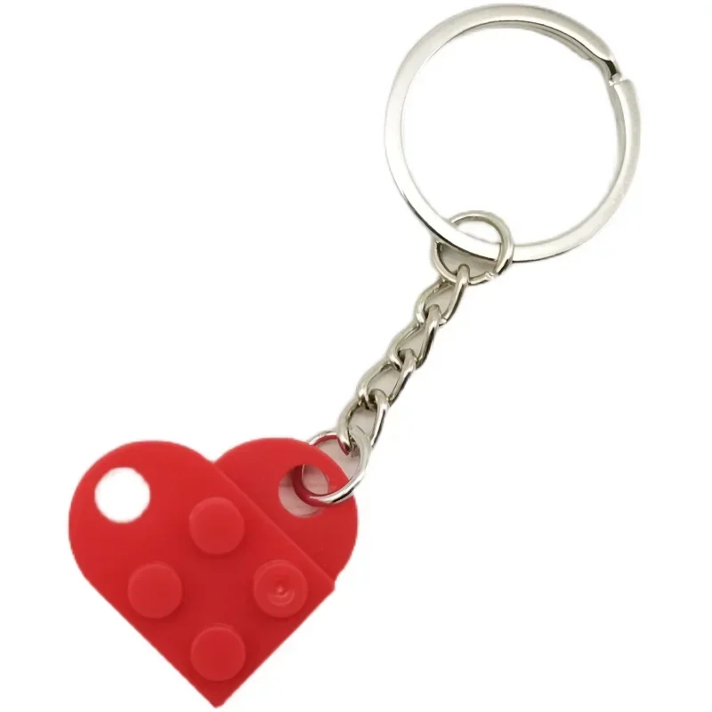 Fun Couple Building Block Heart-shaped Keychain 2-in-1 Detachable