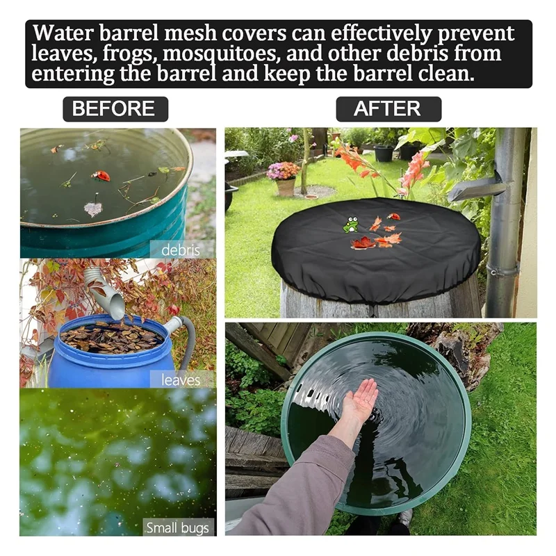 Mesh Cover For Rain Barrel With Drawstring,Rain Collection Barrels Netting Screen To Keep Leaves And Debris Out