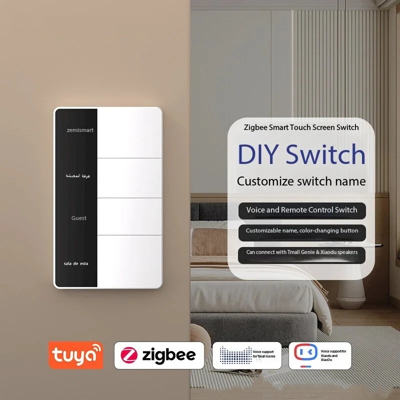 

Screen Display DIY Smart Switch Graffiti WiFi 118 Model Zigbee Smart Matter Zero Fire Voice Control Panel