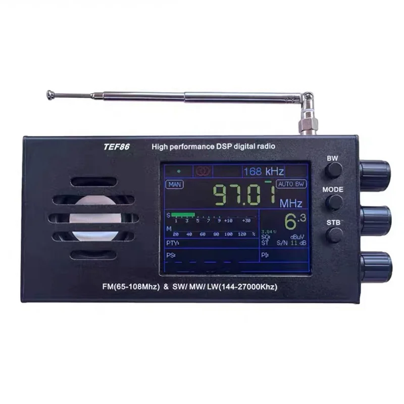 고성능 DSP 디지털 라디오 라디오, 3.2 인치 LCD 디스플레이, 65-108MHz FM 및 144-27000KHz SW/MW/LW, TEF86