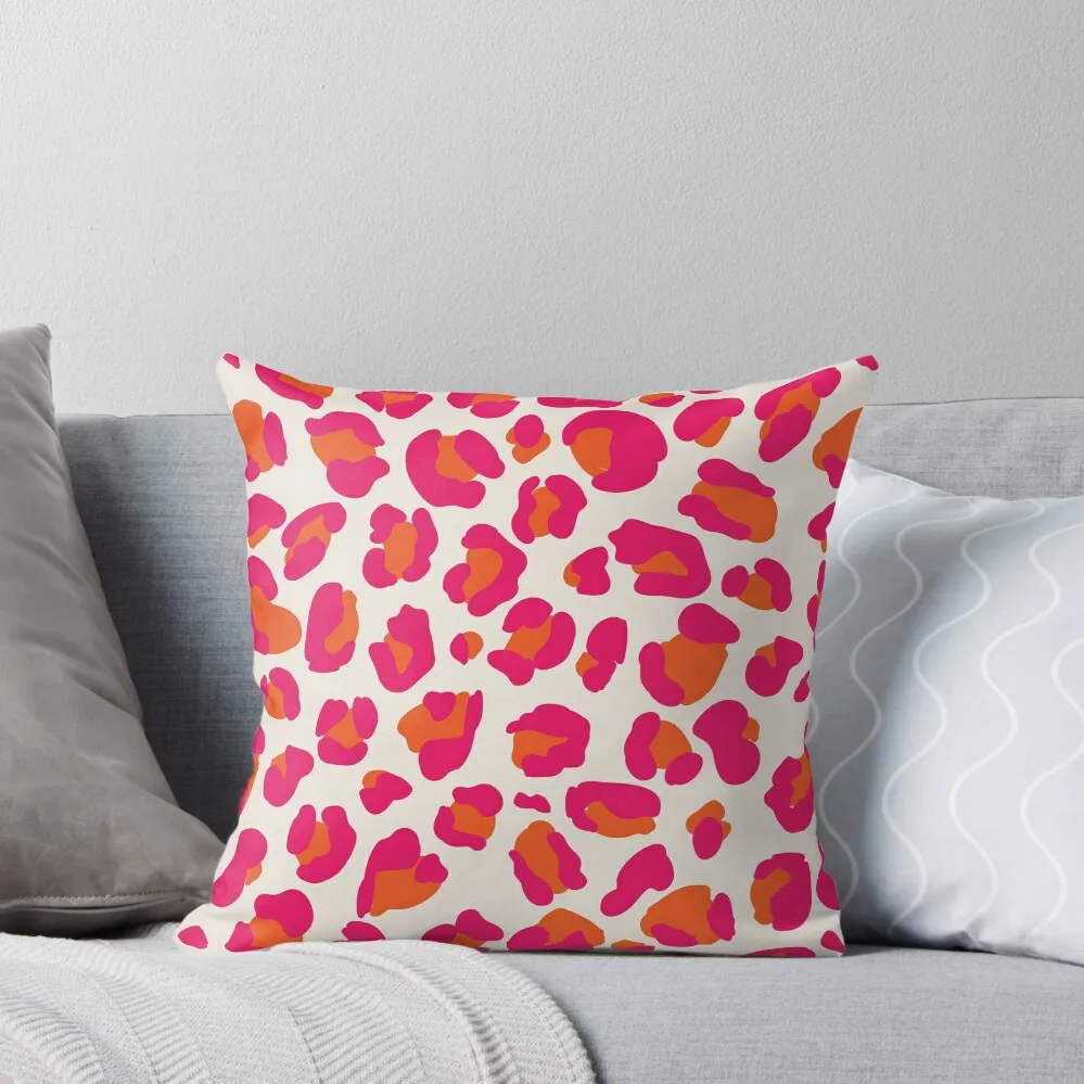 

Hot Pink and Orange Leopard Print Throw Pillow Sofa Pillow Cover luxury home accessories pillow cover christmas