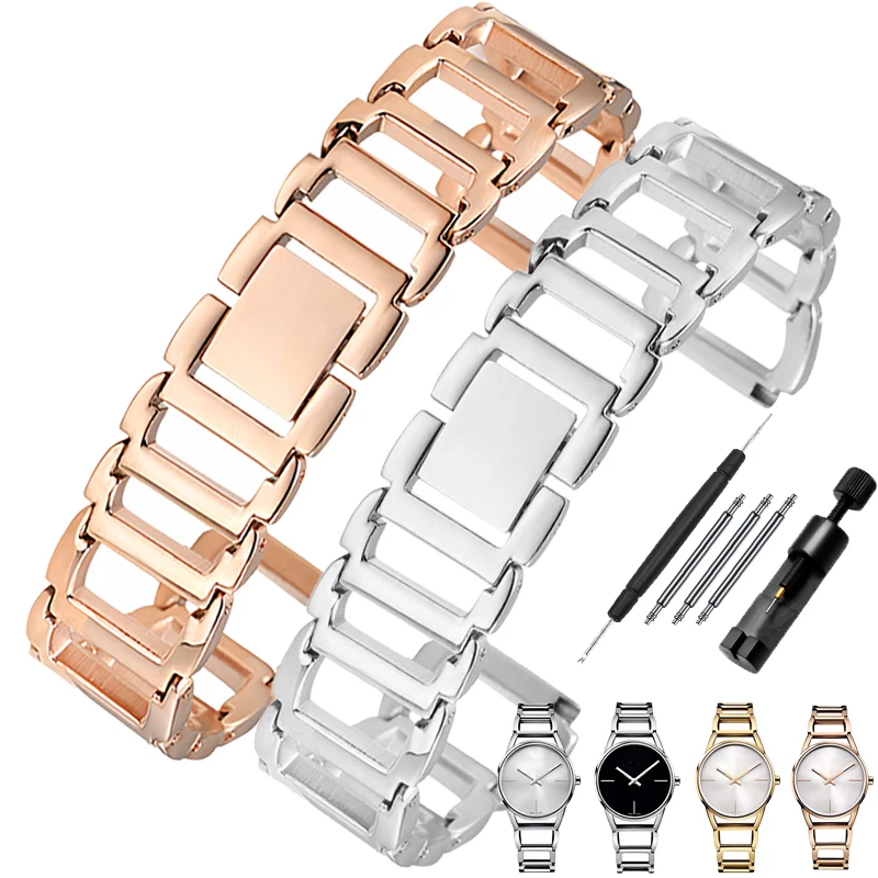 CK 시계용 16MM 솔리드 스테인레스 스틸 시계 밴드 캘빈 클라인 K3G231/236 K2Y231 교체용 손목 밴드 스켈레톤 시계 팔찌