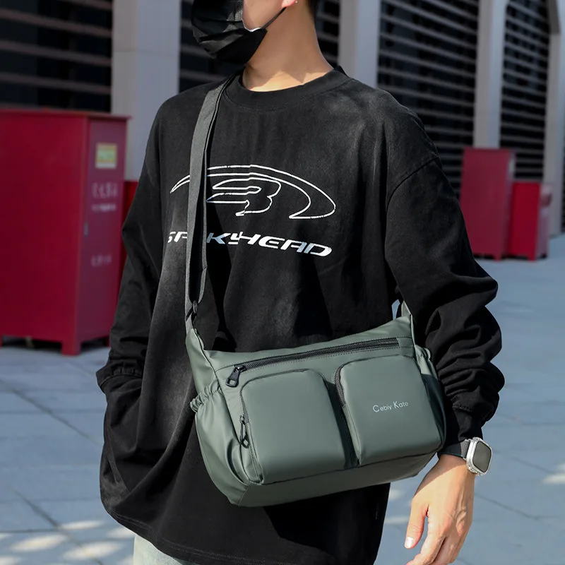 

Мужская водостойкая кожаная сумка через плечо, многофункциональный и многокарманный мужской рюкзак на одно плечо для пригородных поездок