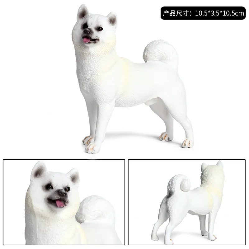 Sólida simulação Modelo Animal Decoração, Chaigou Akita Dog Pet, Plastic Toy Handle