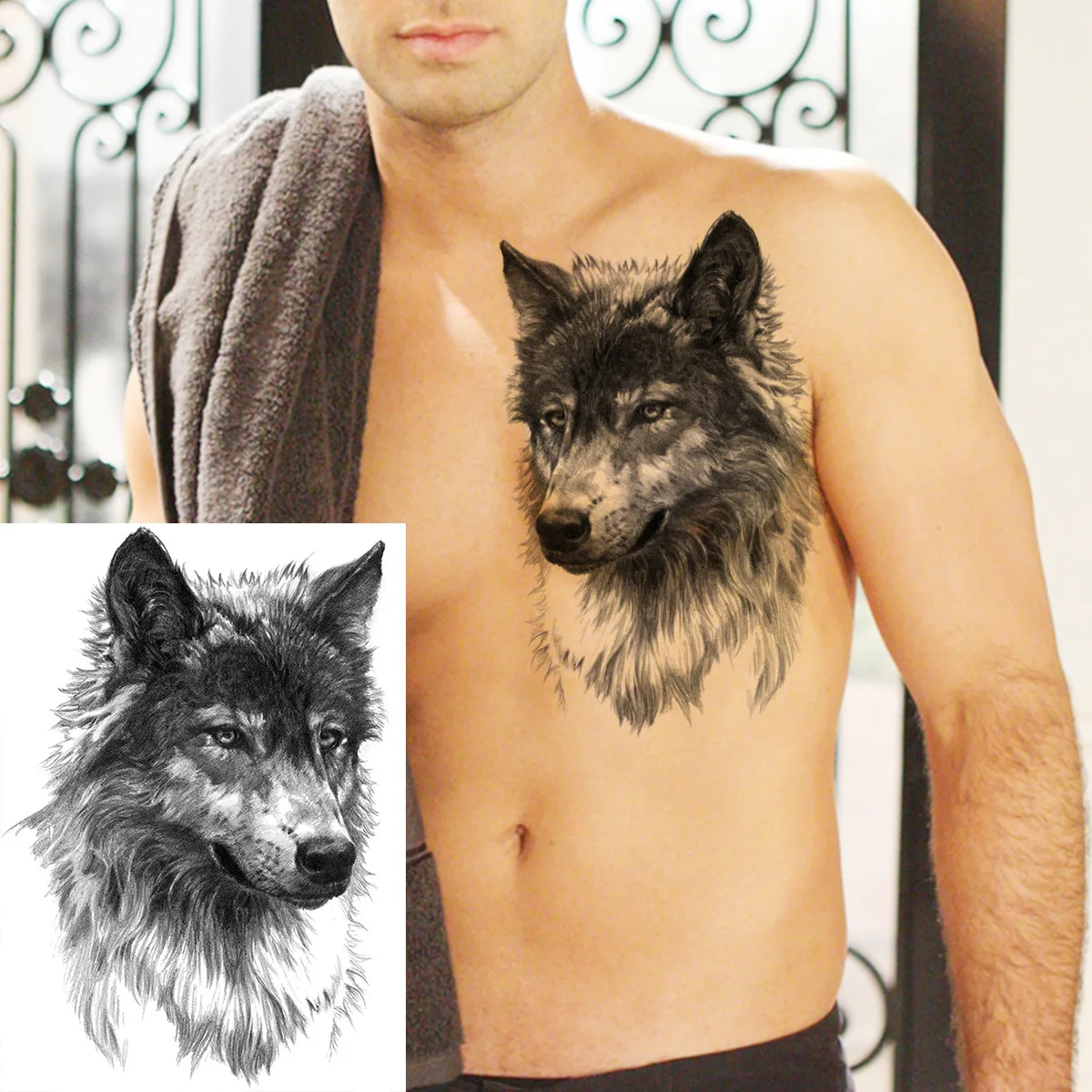 

Water Transfer Tattoo Stickers Animal Head Design High Quality Waterproof Durable Fade Resistant for Arm Use