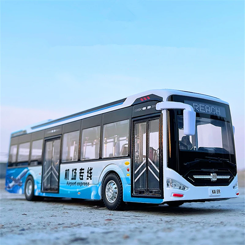 Large Size Alloy New Energy Electric Tourist Traffic Bus Model Diecasts Metal Passenger Car Bus Model Sound Light Kids Toys Gift