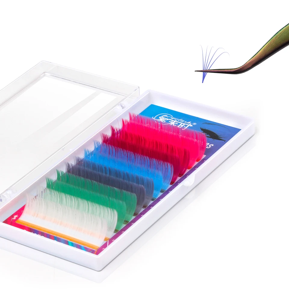 ملحقات الرموش المزهرة الأوتوماتيكية الملونة، رموش المنك الفاخرة، أداة مكياج الرموش الناعمة الطبيعية