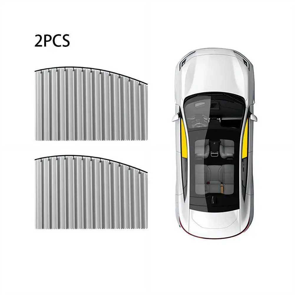 2/4 Stück Auto-Sonnenschutz Seitenfenster-Vorhang Faltbarer UV-Schutz Zubehör Schwarzer Reiner Stoff Auto-Accessoires – Detail 2