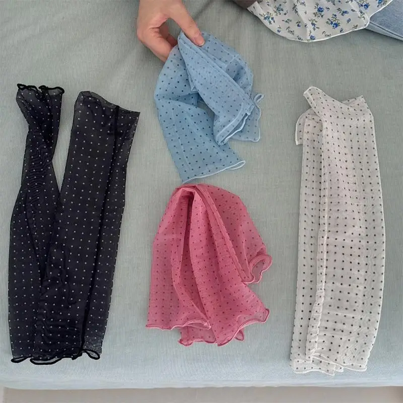 Nuevos calentadores de piernas Polka para caminar, cubrepiernas de seda helada de verano, calcetines de lycra para pantorrillas, cubrepiernas dulces de protección solar para mujer, calentadores de piernas JK
