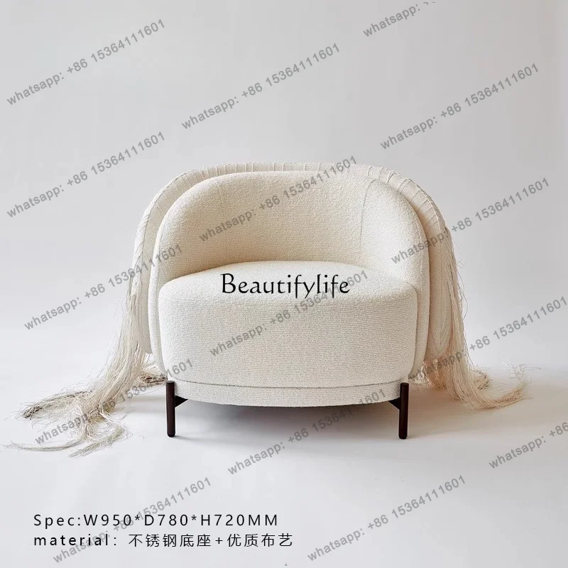 Customization*Creative antique single back chair wabi sandy wind hand-woven art leisure lazy sofa