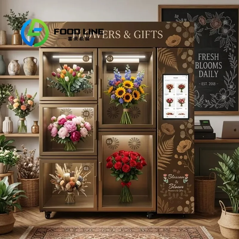 Commercial 24h Flower Vending Machine Quick Cooling Humidity Stable System Self‑service Bouquet Selling Cabinet For Street Store