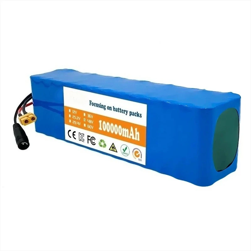 Nová lithium-iontová baterie 13S3P 48V 100Ah 1000W XT60 48V s BMS baterií, nabíječkou 48V lithium-iontové baterie 54,6V - náhled 4