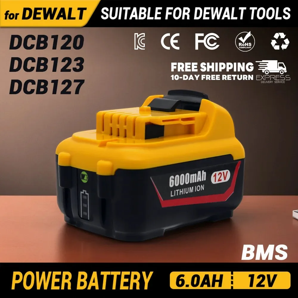 

DCB120 Replacement Lithium Battery for Dewalt 10.8V/12V Tools - Compatible with DCB124/DCB126 - Fast Charging & Safe