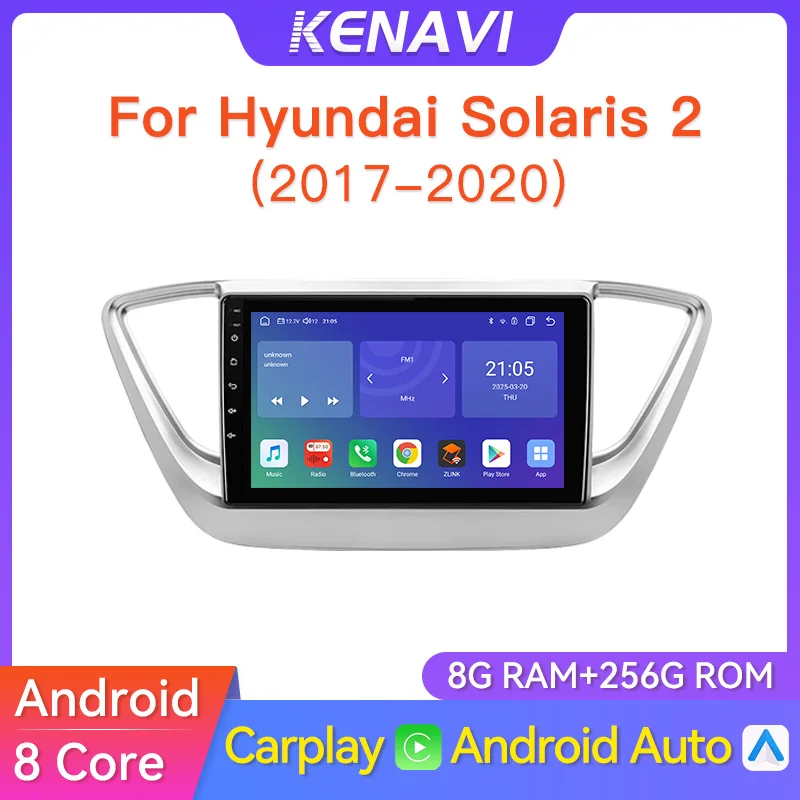 Android Car Stereo Radio For Hyundai Solaris 2 Verna Accent 2017 - 2020 Lntelligent Multimedia Player GPS Carplay Auto Head Unit