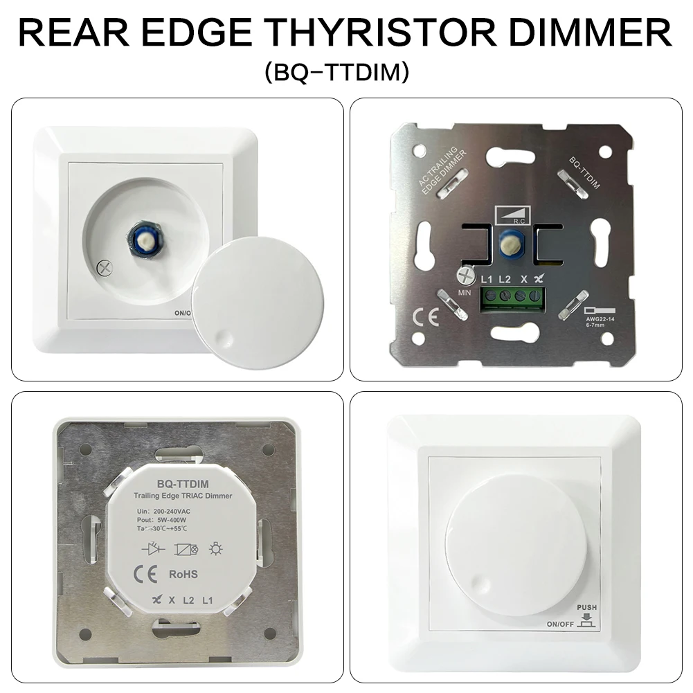 LED Trailing Edge Dimmer Switch Single Color Dimmable Bulbs Dimmer For Mono-Chrome LED Lamp Incandescent-Bulbs Halogen-Bulbs