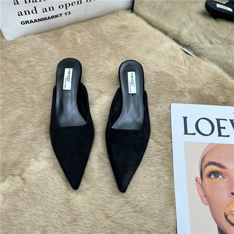 New Pointed Toe Mules Fashion Leopard Print Women Slippers Casual Women's Shoes Women Low Heels Elegant Ladies Outdoor Slippers