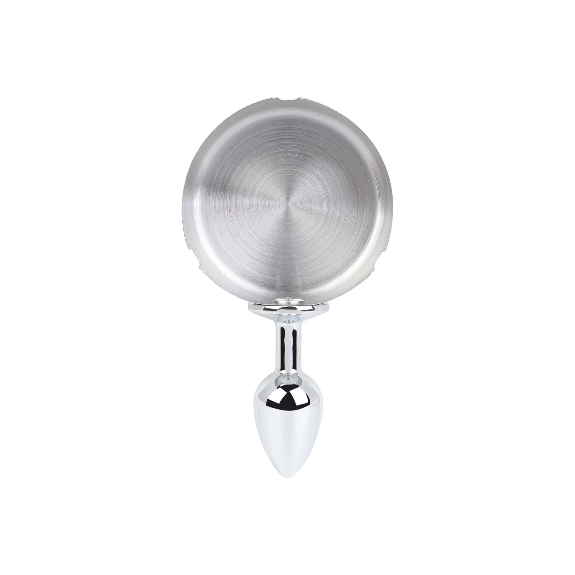 Metal Butt Plug Ashtray, Smooth Tapered Adult BDSM Toy with Round Metal Tray for Ash, Candy, Fruit, Gold or Silver, 14.5cm