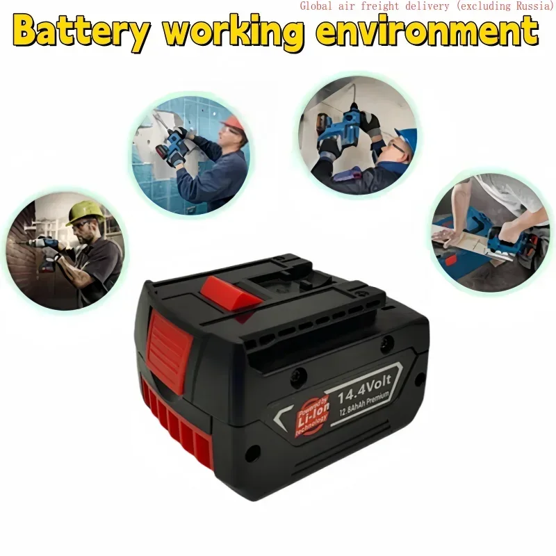 Replace Bosch 14.4V cordless lithium-ion tool battery 9.8Ah/12.8Ah compatible with BAT607 BAT614G 26614-01 17614-01 With charger