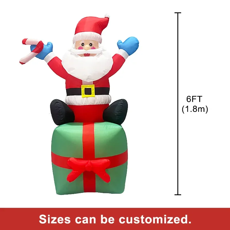 Giant Inflatable Santa Claus with LED Lights Outdoor Christmas Yard Decoration Blow Up Figure for Garden Lawn Holiday Party