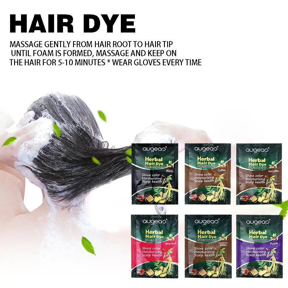 Pure Natural Herbal Hair Dye Shampoo Change Hair Color Non-irritating Repair Gray White Fashion Hair Care Women Men