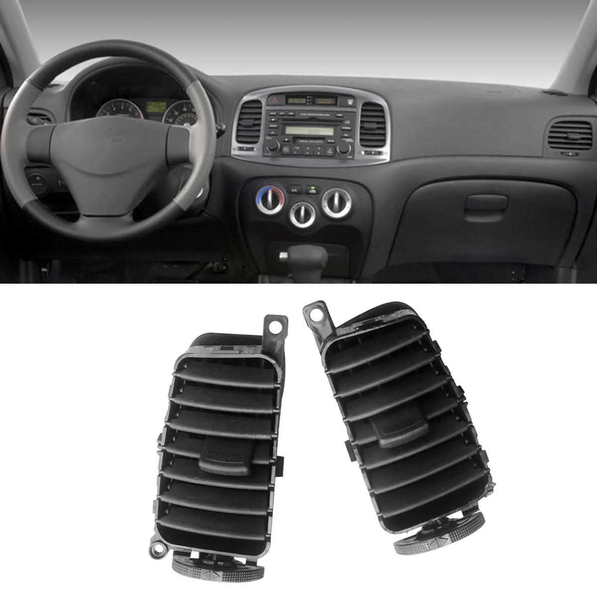 Panel de rejilla de salida de ventilación de aire para tablero Central delantero, 2 uds., para Hyundai Accent Hatchback 2006 - 2011 974101 E000 974201 E000